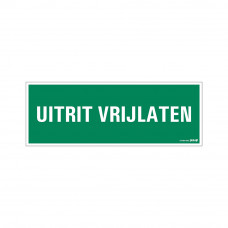 BORD "UITRIT VRIJLATEN" GROEN 33 X 12 CM