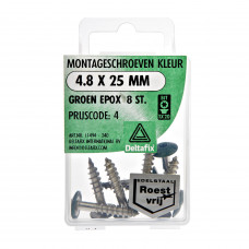 MONTAGESCHROEF RVS GROEN 4.8 X 25 MM (8)