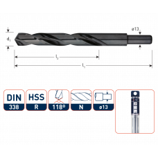 HSS-R SPIRAALBOOR DIN 338 TYPE N Ø 17 X 125/185 MM
