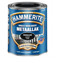HAMMERITE METAALLAK HOOGGLANS ZWART 750 ML S060