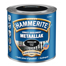 HAMMERITE METAALLAK HOOGGLANS ZWART 250 ML