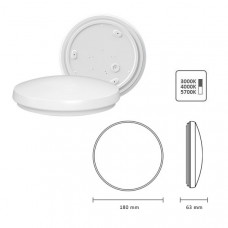 LEDPLAFONNIERE 3/4/6K D180 IP64 8W
