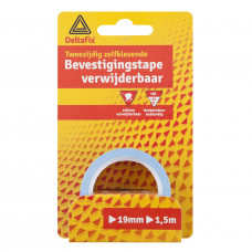 BEVESTIGINGSTAPE VERWIJDERBAAR WIT 19 X 0.5 MM 1.5 METER