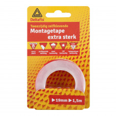 MONTAGETAPE EXTRA STERK TRANSPARANT 19 X 1 MM X 1.5 METER