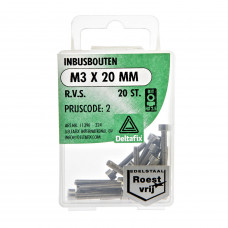 INBUSBOUTEN RVS M3 X 20 MM (20) INBUSBOUTEN RVS M3 X 20 MM (20)