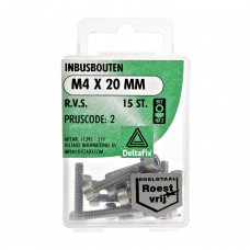 INBUSBOUTEN RVS M4 X 20 MM (15) INBUSBOUTEN RVS M4 X 20 MM (15)
